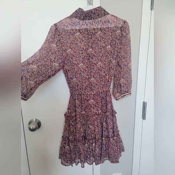 Pre-loved Silky Floral Dress, Burgundy, S - Picture 6 of 10